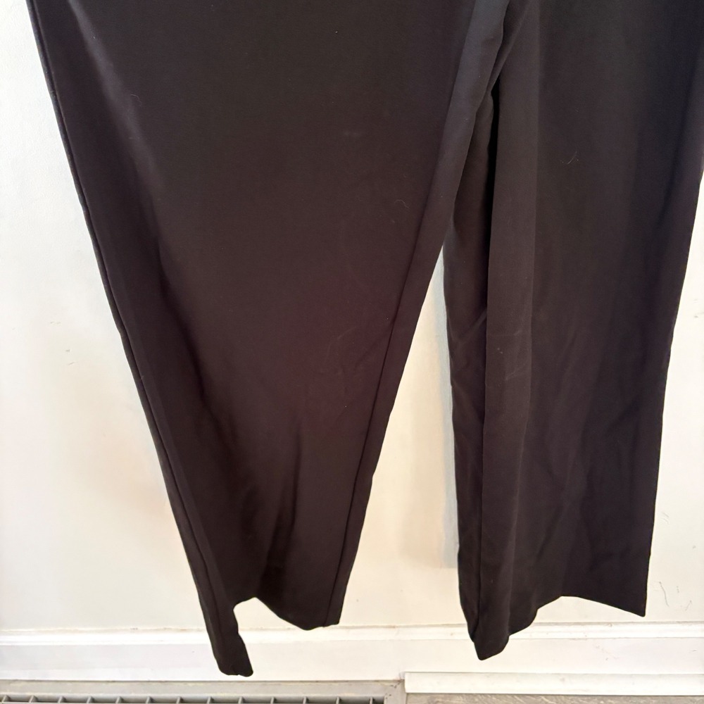 Donna Karan New York Womens Faux Leather Wide Leg Jumpsuit Black Size 10 Classic - Picture 11 of 13